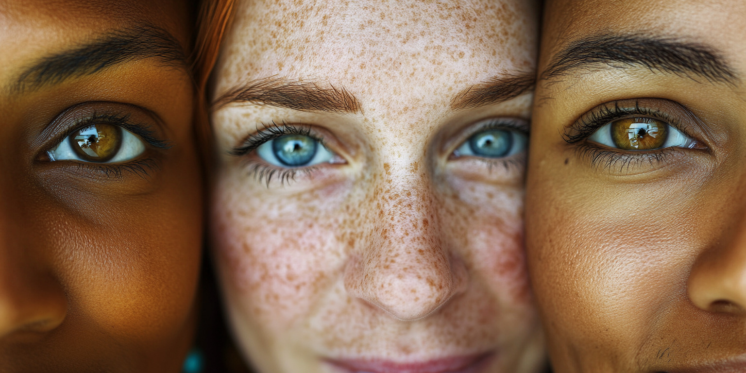 Natural Eye Color Chart:: Diverse Eye Colors and Skin Tones – Close-Up Portrait