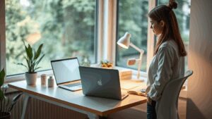 Transform your workspace into an eye-friendly haven with tips on lighting, organization, and ergonomic design for enhanced productivity.